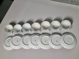 Zwiebelmuster Regout set 7x Thee Kop en schotel (hoekig oortje)