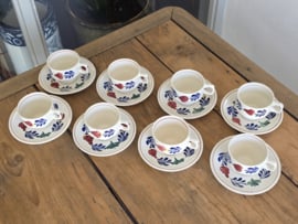 Boerenbont Boch set 8x stapel kop en schotel model Ilona (zwart stempel)