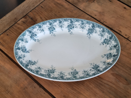 Societe Ceramique Andree petrol ovale schaal 34,5 cm