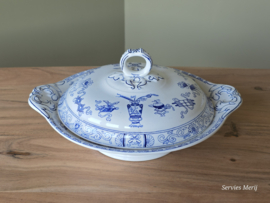 Potiche blauw Petrus Regout dekschaal terrine