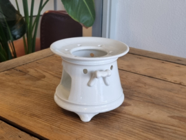 Petrus Regout wit zeldzaam Theelicht op pootjes (liggende leeuw Regout stempel)