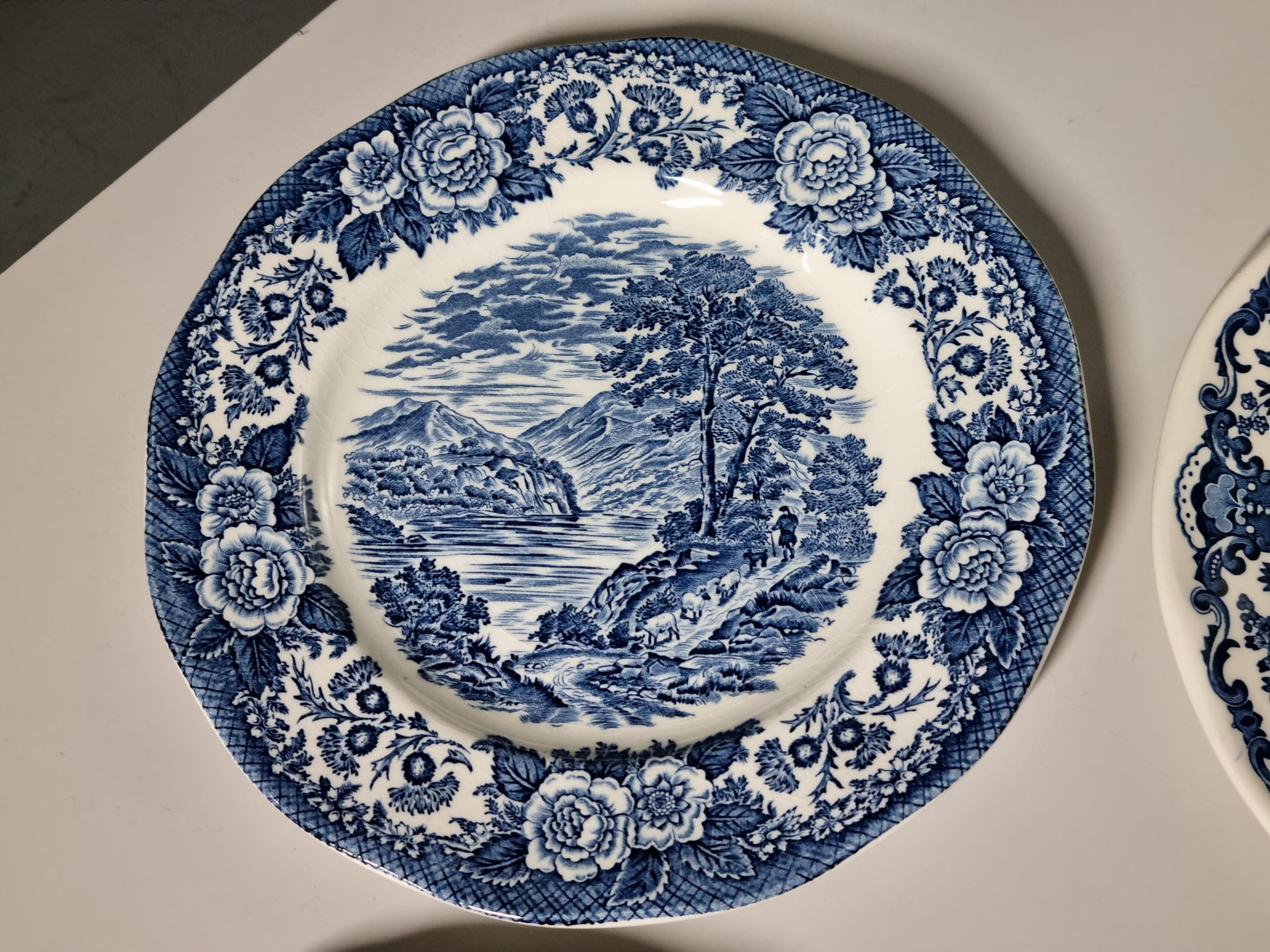 Verkocht = Engels blauw Set 6x mix & match ontbijtbordje dessertbordje 20 cm