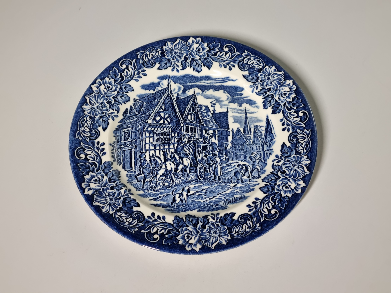 Engels blauw Ironstone plat dinerbord 24,5 cm