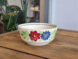 Boerenbont Societe Ceramique blauw-rode bloem Serveerschaal rond 18 cm