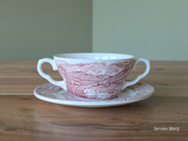 Engels rood English Ironstone Tableware EIT soepkom met schotel (Haweswater)