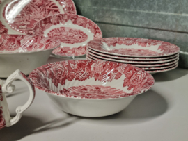 Engels rood Woods Ware compleet eetservies 6 personen 24 delig