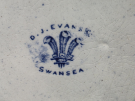 Engels blauw D.J. Evans Swansea set 5x diepe borden 24 cm