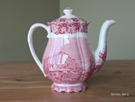 Engels rood Palissy River Scenes Koffiepot 17,5 cm