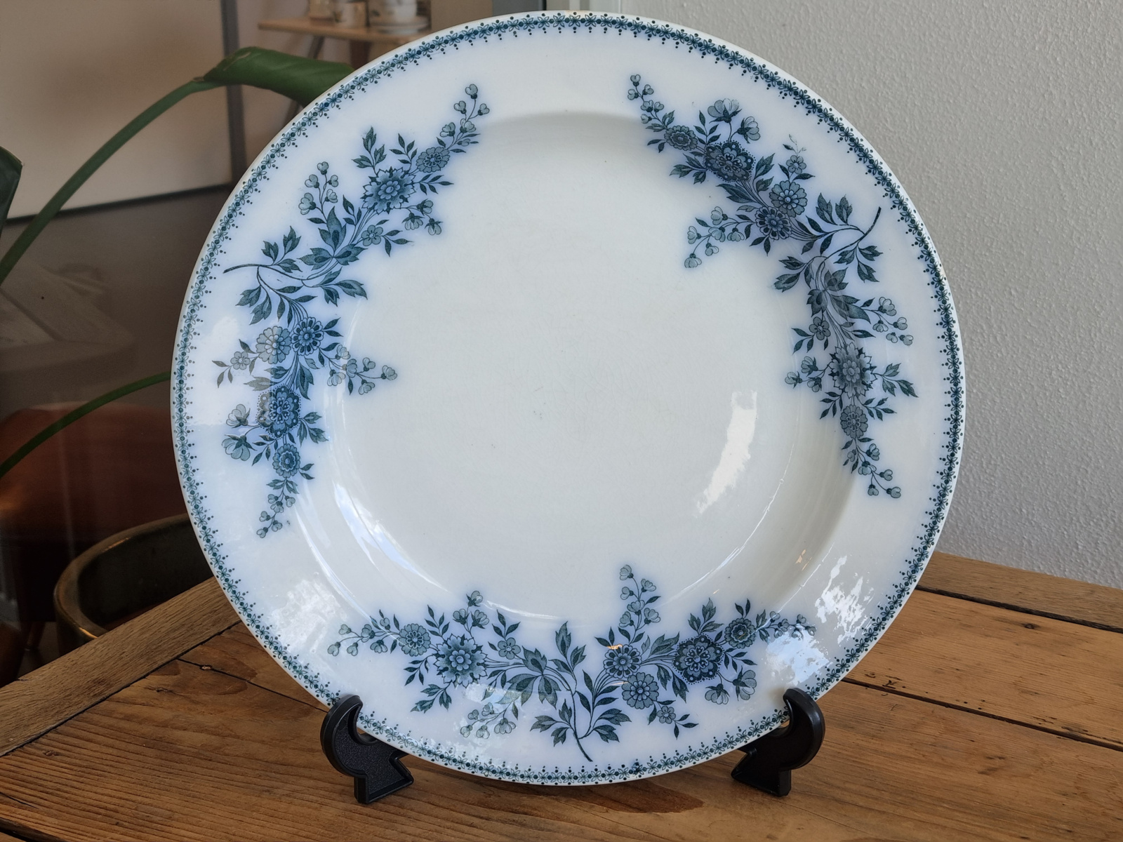 Société Céramique Bruges blauw rond serveerbord 35,5 cm