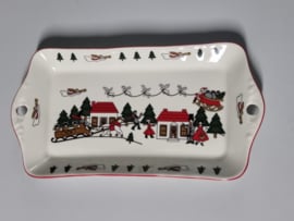 Engels Mason's Christmas Village 1796 Kerstservies Serveerschaal (rechthoek)