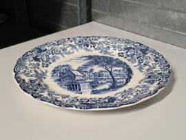 Engels blauw Johnson Bros Mill Stream serveerbord 32 cm