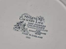 Engels blauw Jachtservies Myott's Country Life Plat Dinerbord 25 cm