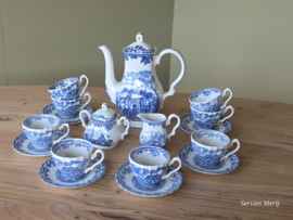 Engels blauw Jachtservies Myott's Country Life koffieservies theeservies 8 personen