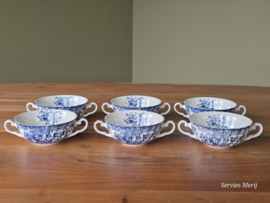 Engels blauw Johnson Bros Coaching Scenes set 6x soepkom
