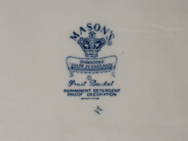 Engels Mason's Fruit Basket blauw vierkante schaal met greepjes 24 cm