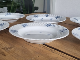 Petrus Regout Riva donker blauw set 6x Diep Pasta Soep Bord 23,5 cm