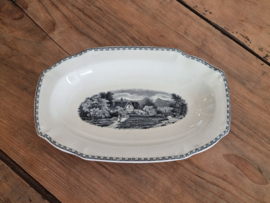 Landschap zwart Societe Ceramique ovaal schaaltje 25 cm (hoekig model)
