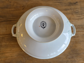 Petrus Regout Wellington Groene Rand ronde schaal met greepjes 24 cm