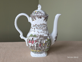 Engels bruin ingekleurd Jachtservies Myott's Country Life koffiepot theepot