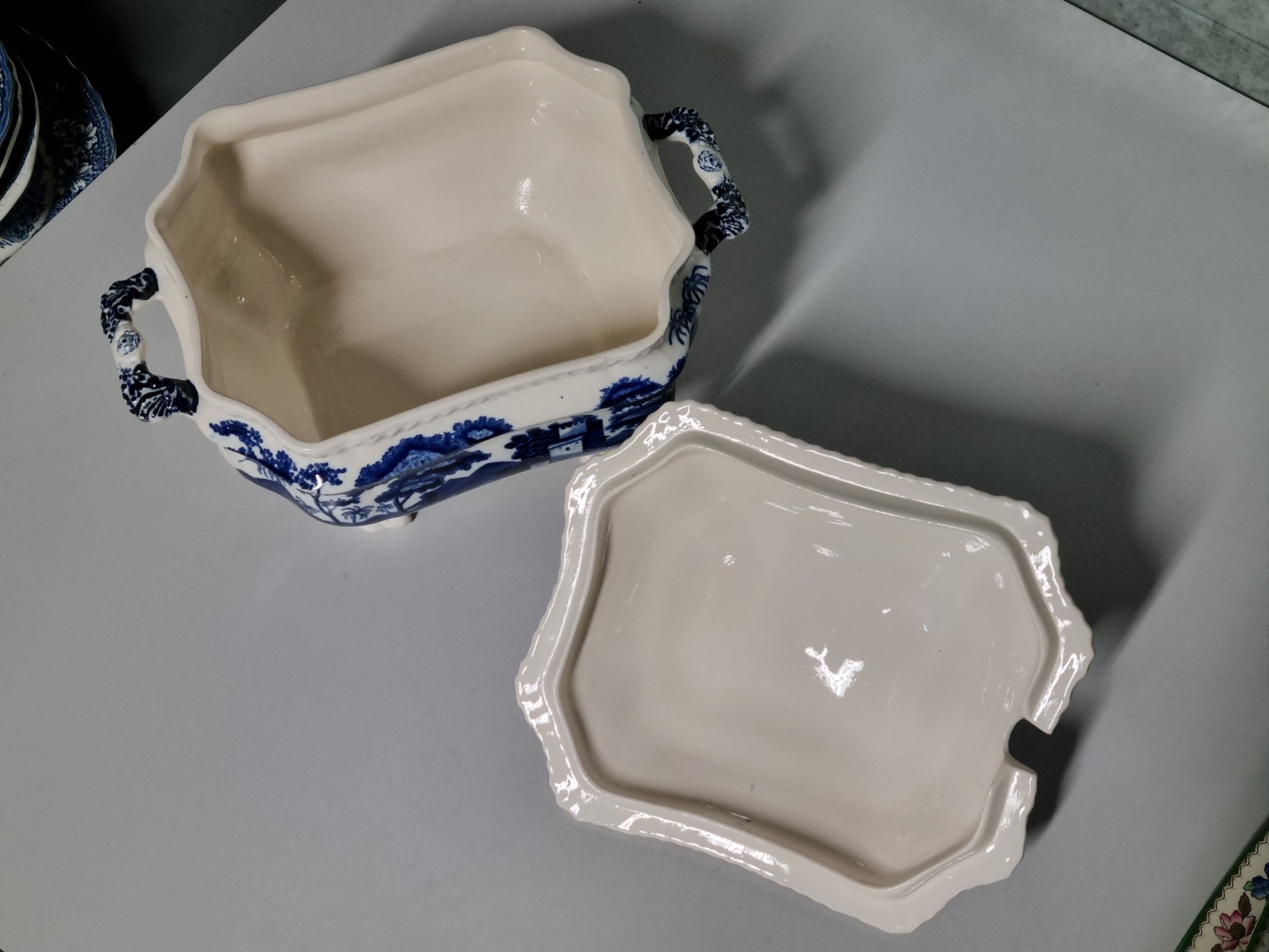 Engels Copeland Spode's Tower blauw Soepterrine Dekschaal Terrine