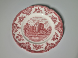 Engels rood Johnson Bros Old Britain Castles Plat Dinerbord 25,5 cm