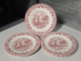 Engels rood Jachtservies Myott's Country Life set 6x ontbijtbordje 20 cm