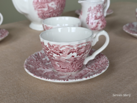 Engels rood The Hunter by Myott Koffie Theeservies 4-personen