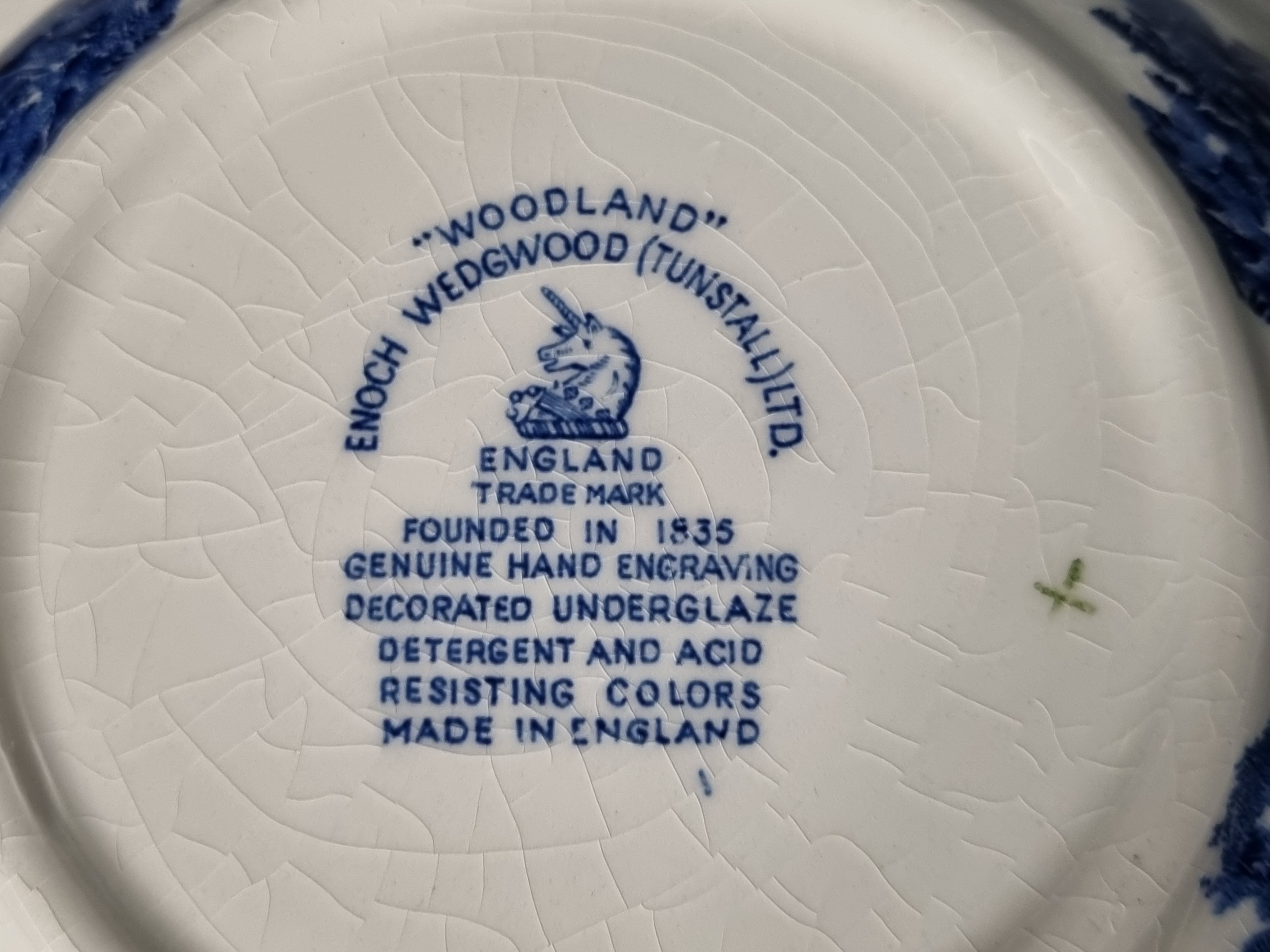 Engels blauw Enoch Wedgwood Woodland dekschaal terrine 24 cm