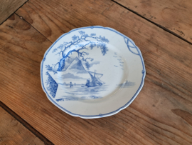 Verkocht = Petrus Regout Marines lichtblauw ontbijtbord 19,5 cm (hoekig model, ster)