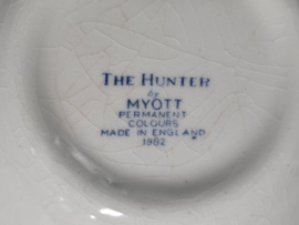 Verkocht = Engels blauw The Hunter by Myott rond schaaltje 16 cm