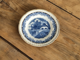 Boerenhoeve blauw Societe Ceramique met goudluster Set 9x Ontbijtbordje 21 cm