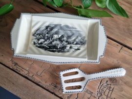 Landschap Zwart Societe Ceramique Aspergeschaal met originele Aspergeschep