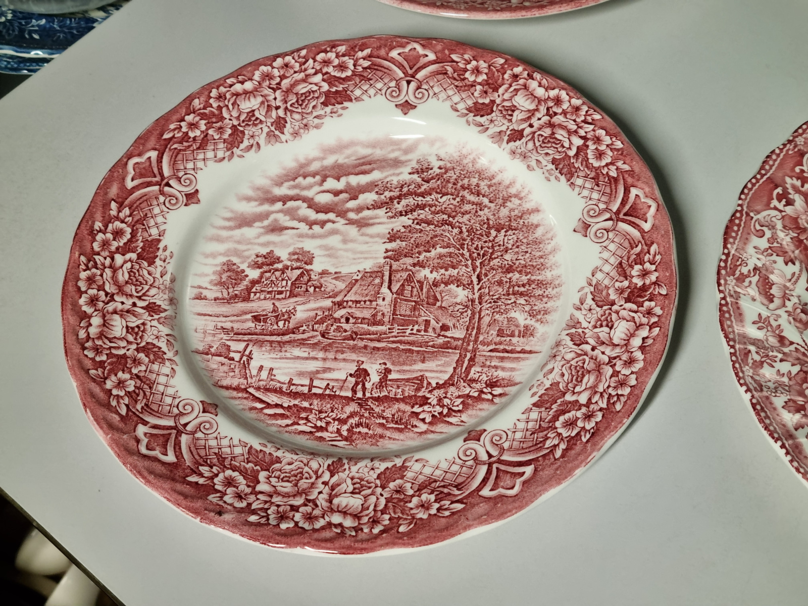 Engels rood Set 6x mix & match plat dinerbord
