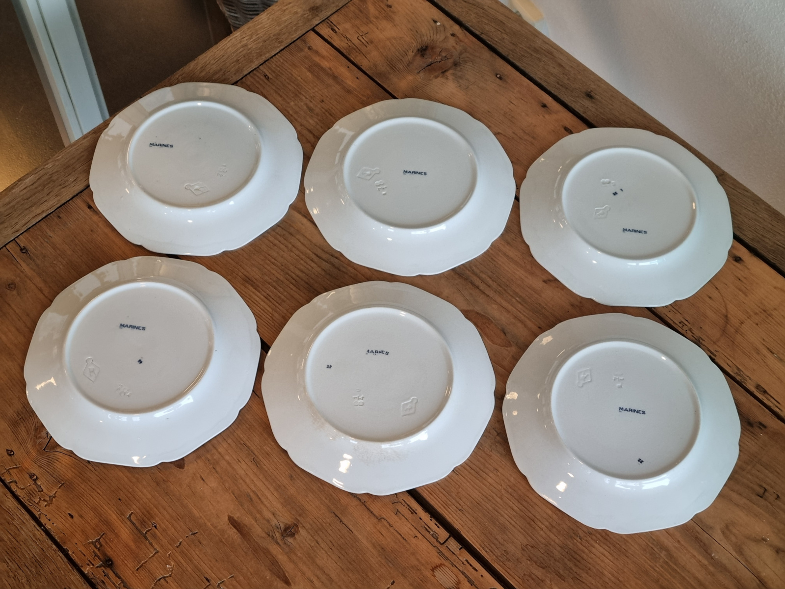 Petrus Regout Marines donkerblauw set 6x plat dinerbord 23,5 cm (hoekig model)