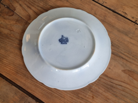 Petrus Regout decor Plata donker blauw Plat Bord 23,5 cm (afb. vogel onderaan)