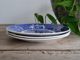 Petrus Regout blauw LONKA set 3x Plat Dinerbord Ø 23,5 cm