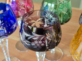 Boheems Kristal Glas set (2) van 6x op hoge voet 20,5 cm alle kleuren