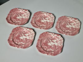 Engels rood Cotswold by Johnson Brothers set 5x Gebaksbordje 15 cm