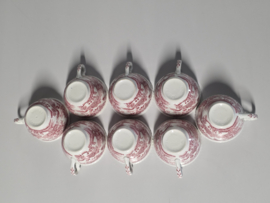 Engels rood Woods Burslem England Seaforth set 8x kop en schotel