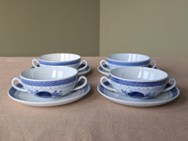Royal Copenhagen Tranquebar Trankebar set 4x soepkom met schotel (craquelee)