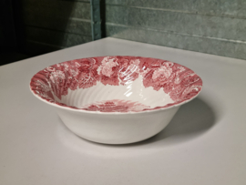 Engels rood Woods Ware hoge ronde schaal 23,5 cm