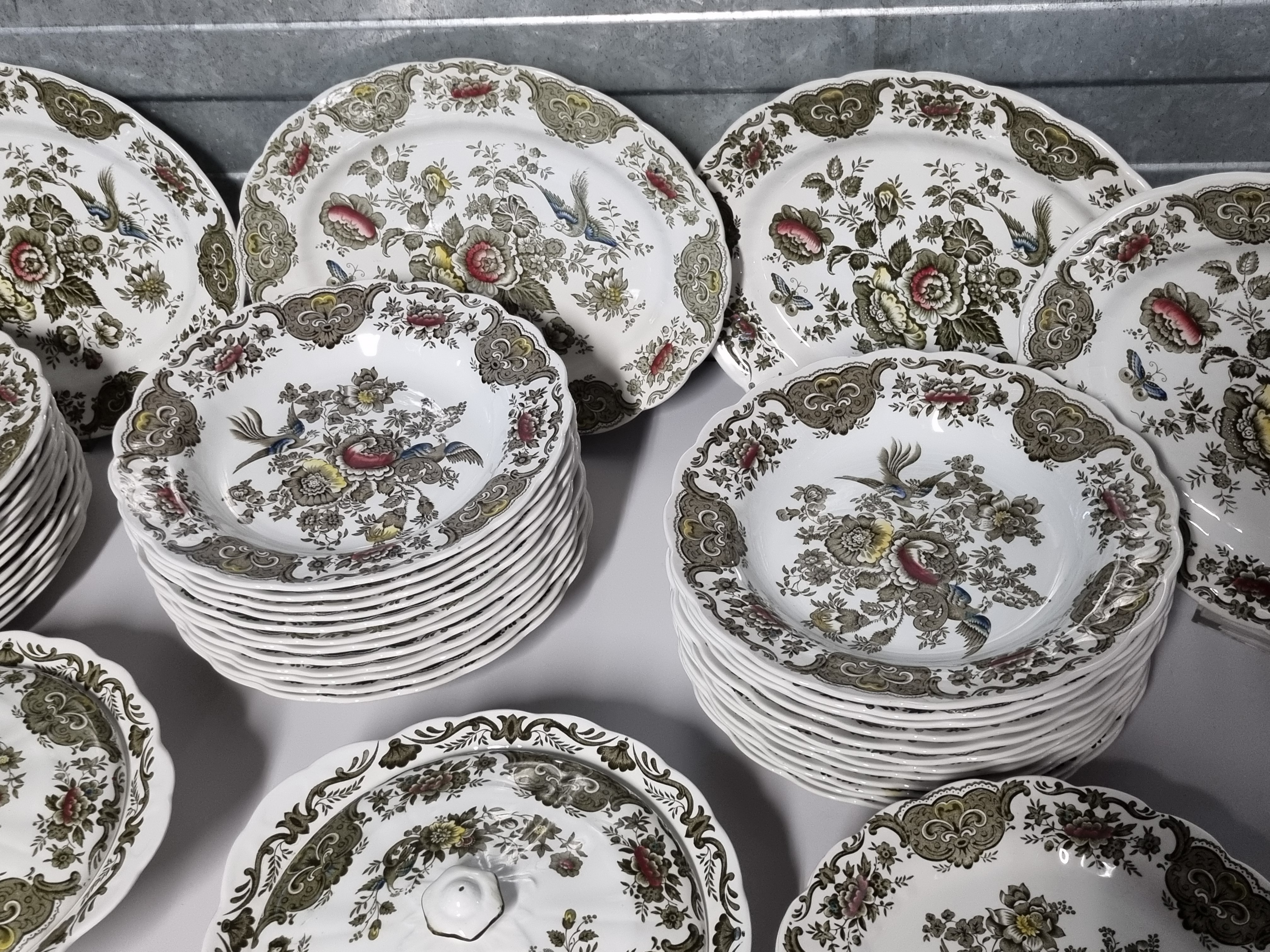 Engels Ridgway Windsor groen gekleurd compleet eetservies 24 personen
