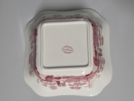 Engels Copeland Spode's Tower rood hoge vierkante schaal 20,5 cm