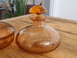 Glas Vintage Kaptafel setje oranje 2 delig