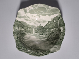 Engels groen Johnson Bros Olde English Countryside hoge ronde schaal 21,5 cm