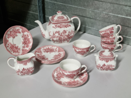 Engels rood Enoch Wedgwood Asiatic Pheasants Theeservies 5-pers.