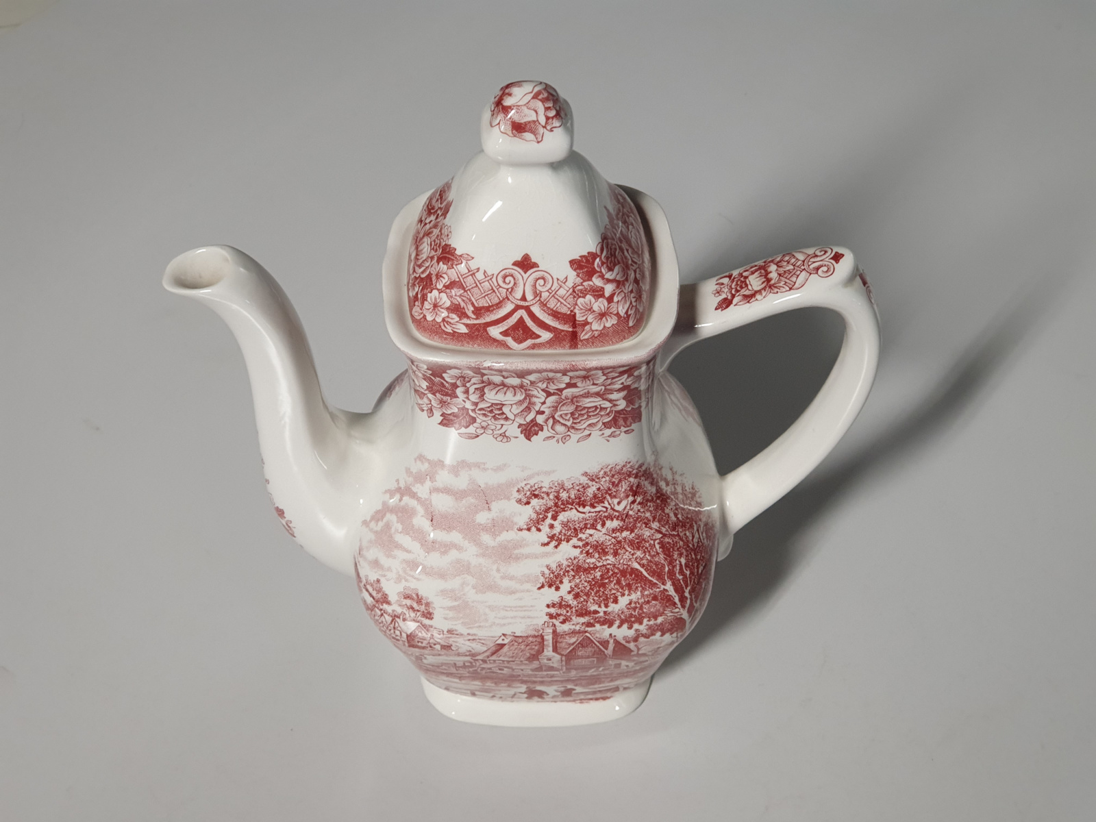 Engels rood Grindley decor Homeland koffiepot theepot 18 cm