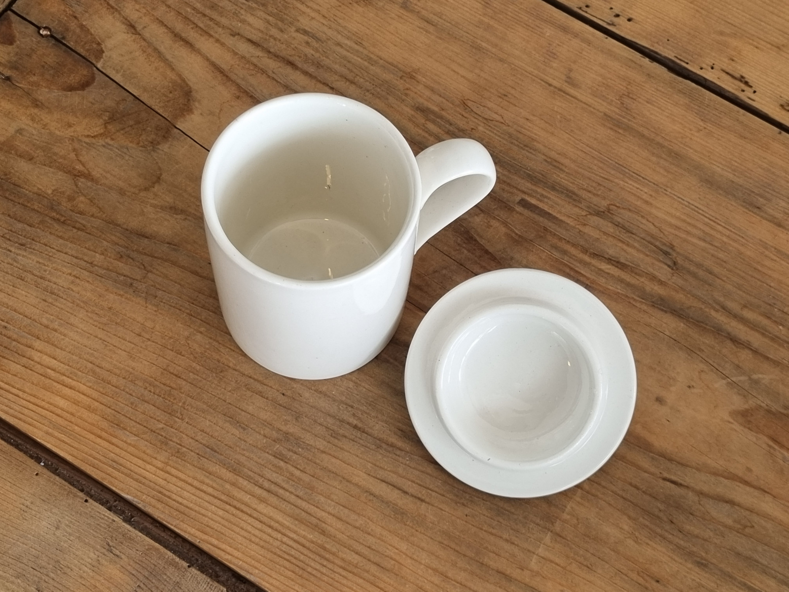 Societe Ceramique wit Beker met deksel