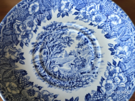 Engels blauw English Ironstone Tableware EIT set 6x kop en schotel (hooiwagen)