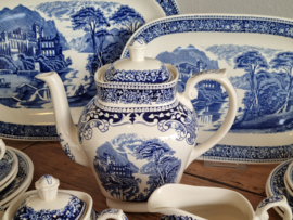 Regout Myott Castillo Old England blauw compleet ontbijtservies 8 personen